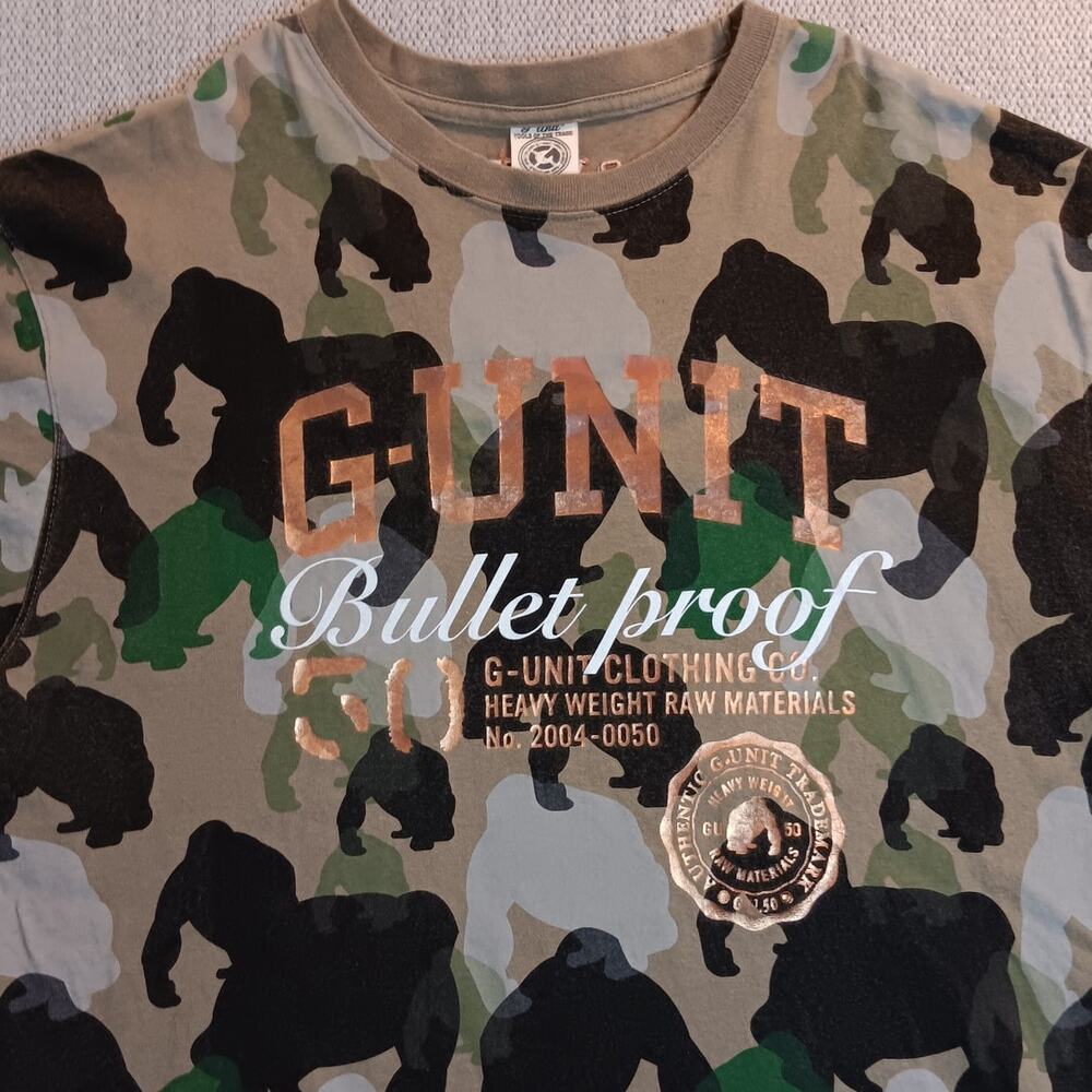 G-Unit Vintage Heavy Weight‎ OG Tee XXL Gorilla Camo Bullet Proof 50 Cent Street